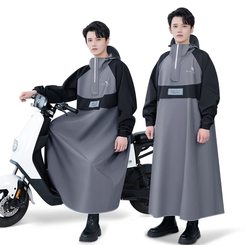 Extra-Long Thickened Raincoat with Sleeves Electric Motorbikes Unisex Full-Body Rainproof Poncho for Riding