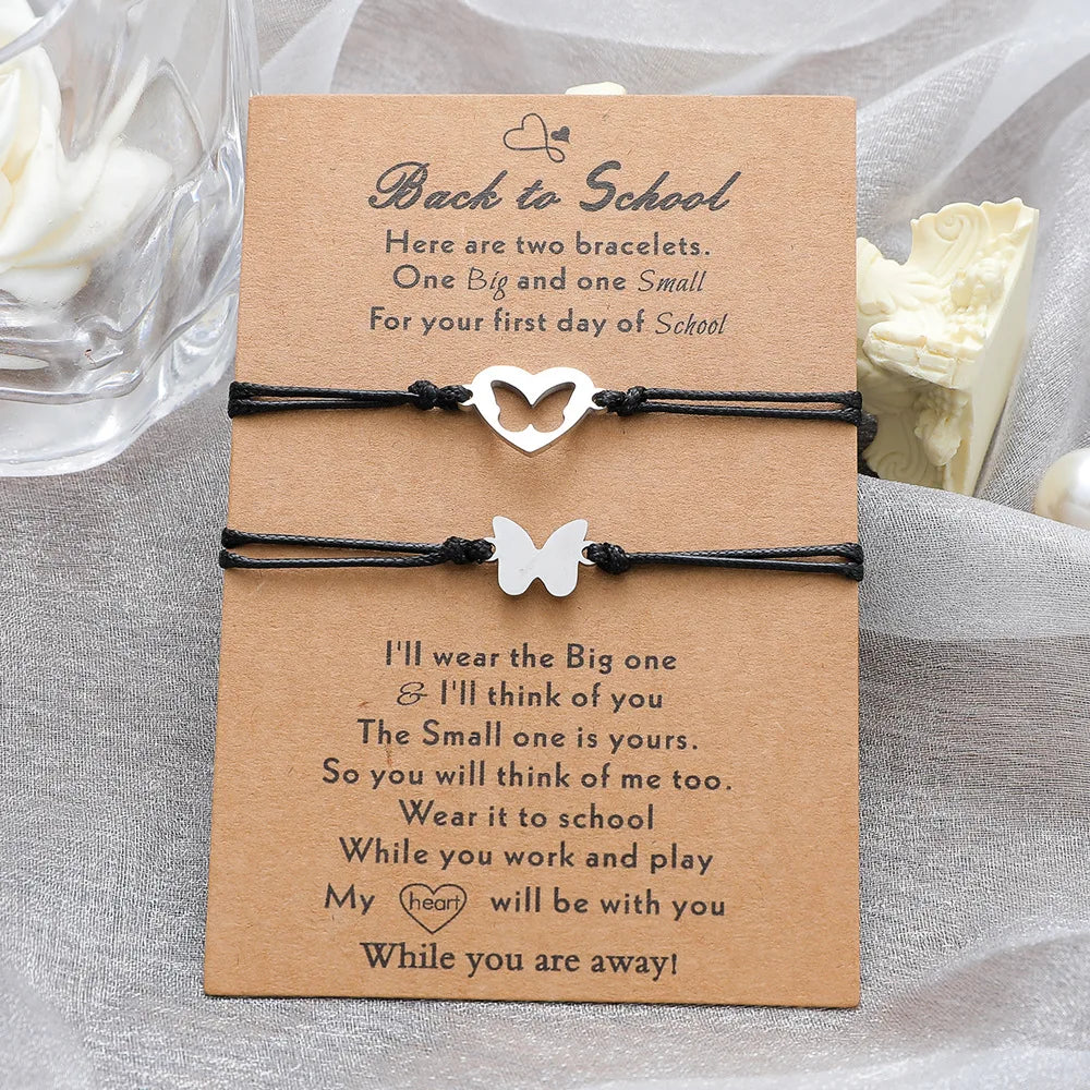 Stainless Steel Infinity Love Heart Butterfly Bear Charm Bracelets Back to School Jewelry Gifts for Kids