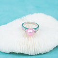 R030538 DIY 6-8mm Natural Freshwater Pearl Ring Accessory 925 Sterling Silver Adjustable Size Engagement Jewelry Ring for Women
