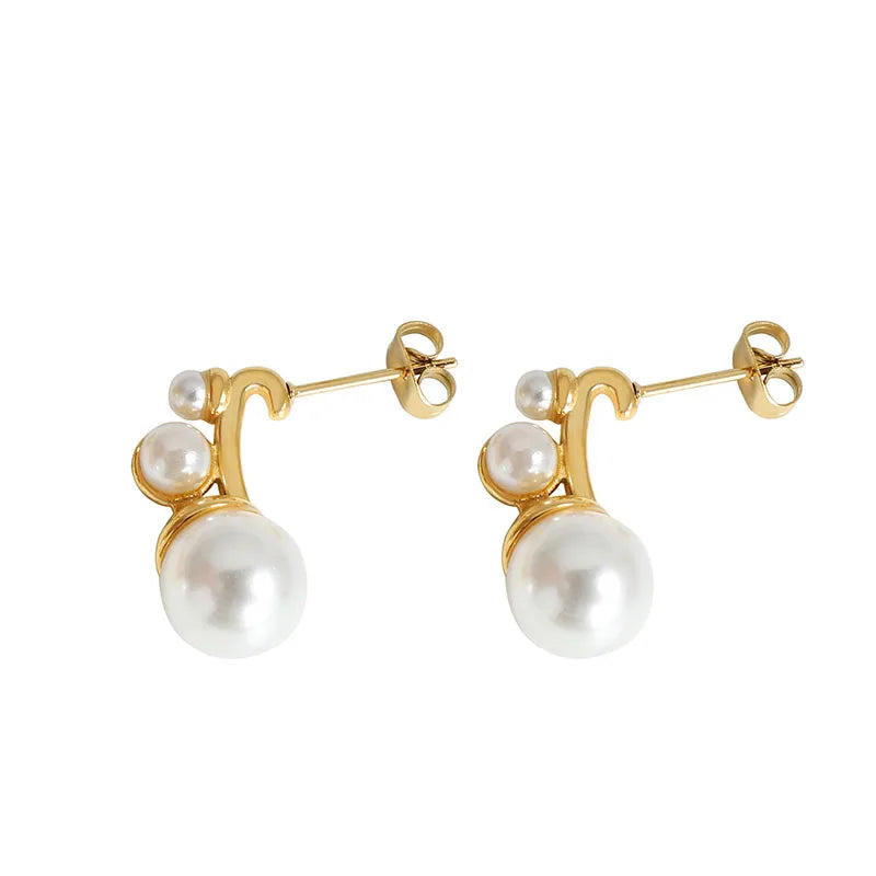 Elegant Celebrity Metal Inlaid Pearl Earrings For Woman Fashion Jewelry 2022 New Luxury Wedding Party Girl's Unusual Earrings