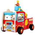 New Design LED Light Switch Wooden Fire Truck Toys with Sound and Light Kids Educational Wooden Vehicle Toy with Screws Nuts
