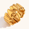 Trendy Tarnish Free Waterproof Fashion Jewelry Women Stainless Steel 18K Gold Plated Open Irregular Heart Chunky Ring
