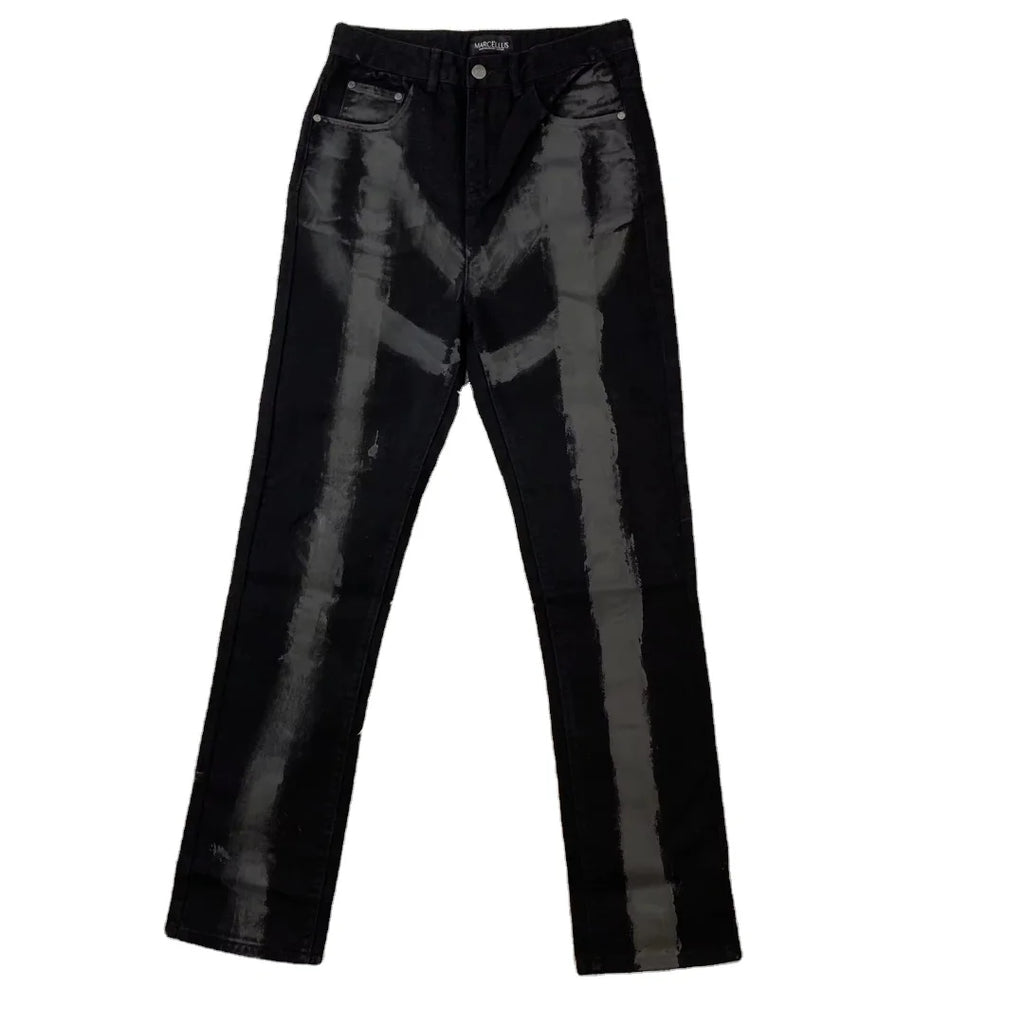 DENIMGUYS Men's Denim Pants Jeans Custom Tattered Messy Splash Paint Men High Street Hip Hop Jeans