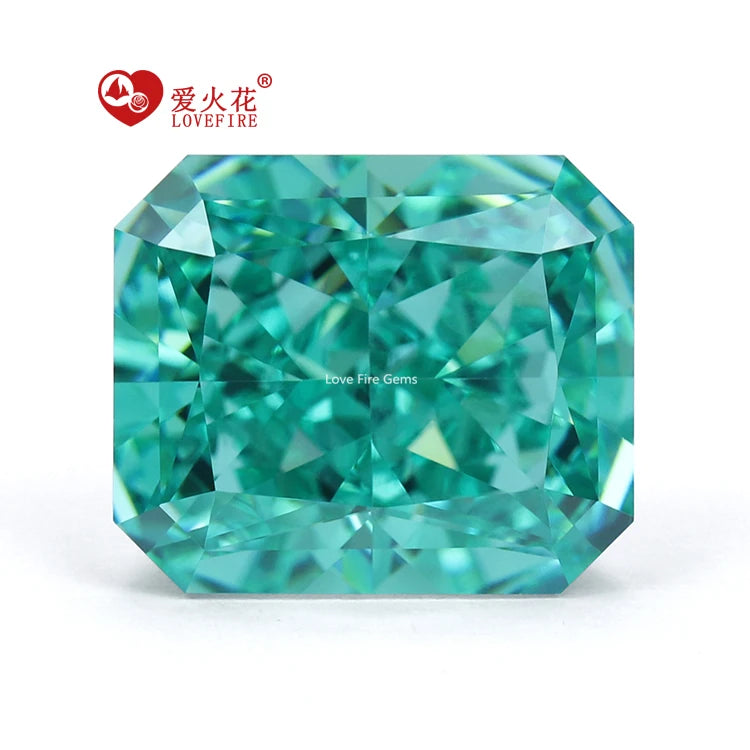Top Grade 4K 5a+ Quality Artificial Stone Octagon Cut Paraiba Color Zircon Crushed Ice Cz Cubic Zirconia
