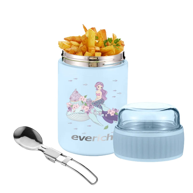 Everich Custom Food Grade Stainless Steel Children Lunchbox Double Wall Vacuum Insulation Food Jar With a Snakes Container
