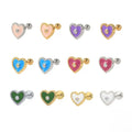 925 Sterling Silver Single Spiral Puncture Love Enamel Oil Drop Earring Cute Gold Plated Stud Heart Shape Zircon for Engagement