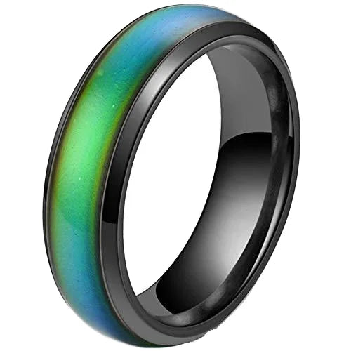 Factory Hot Sell Width Zirconia Temperature Men Ring Changes Color Stainless Steel Couple Rings