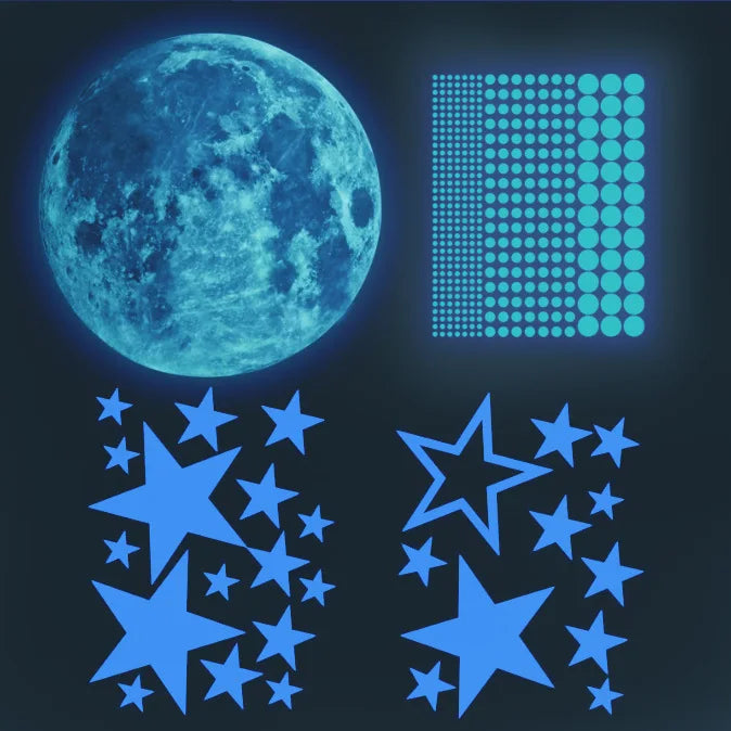 Hot Sale Luminous 3D 435PCS Kids Bedroom Home Decor Wall Stickers Light up Stars Moon Decals DIY Stickers Home Theater Ambiance