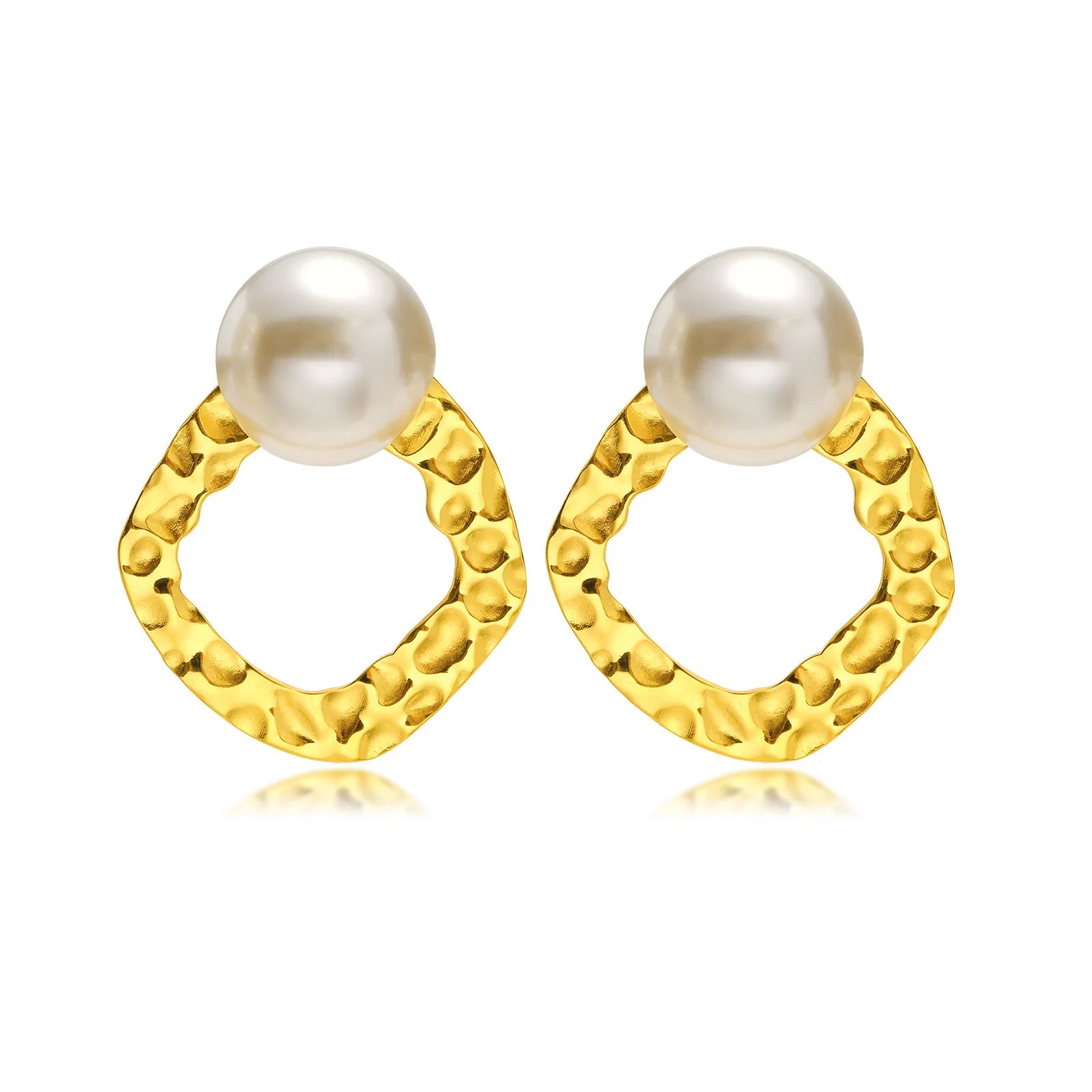 Simple Design IP Gold Plating Stainless Steel Pear Studs Square Geometric Earrings
