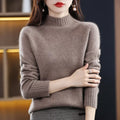 Luxury Quality Customized Winter Office Lady Pullover Turtle Neck Solid Color 100% Wool Knitted Sweater for Women