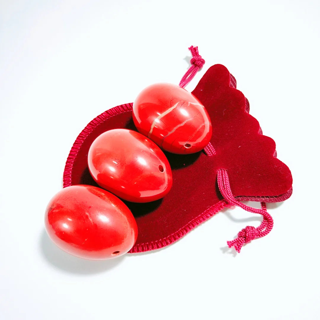 HUIYING Wholesale Manufacturer Natural Custom Red Jasper Yoni Egg Box Packaging Crystal Kegel Exercise Healing Crystal Stone 3 Piece Set