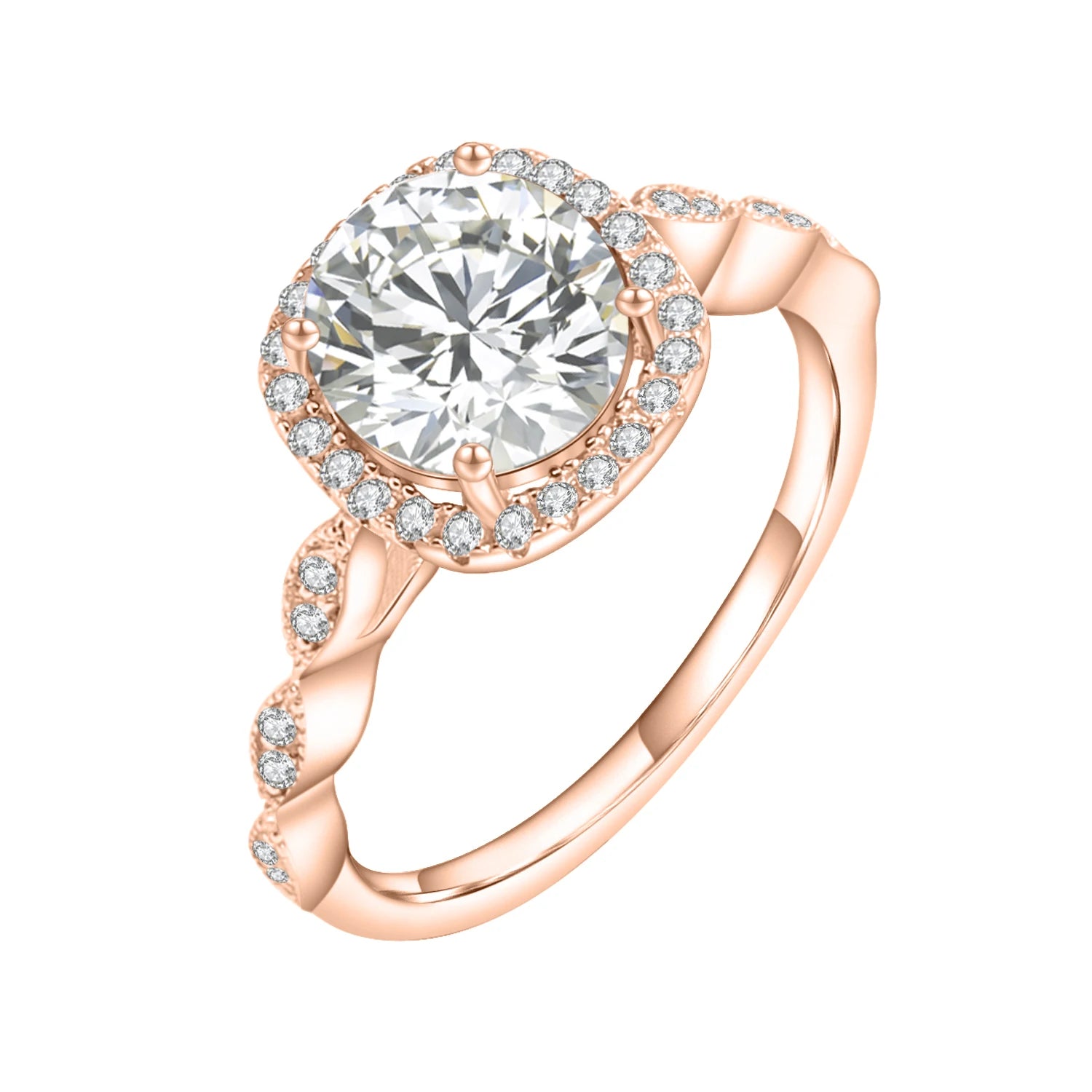 KH115 Abiding 925 Sterling Silver 8mm Halo Moissanite Wedding Rings for Women Engagement Ring Jewelry