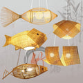 Nordic Modern Pendant Lights Creative Fish Art Bamboo Light Fixture LED Living Room Decor Hanging Lamps Kitchen Restaurant Light