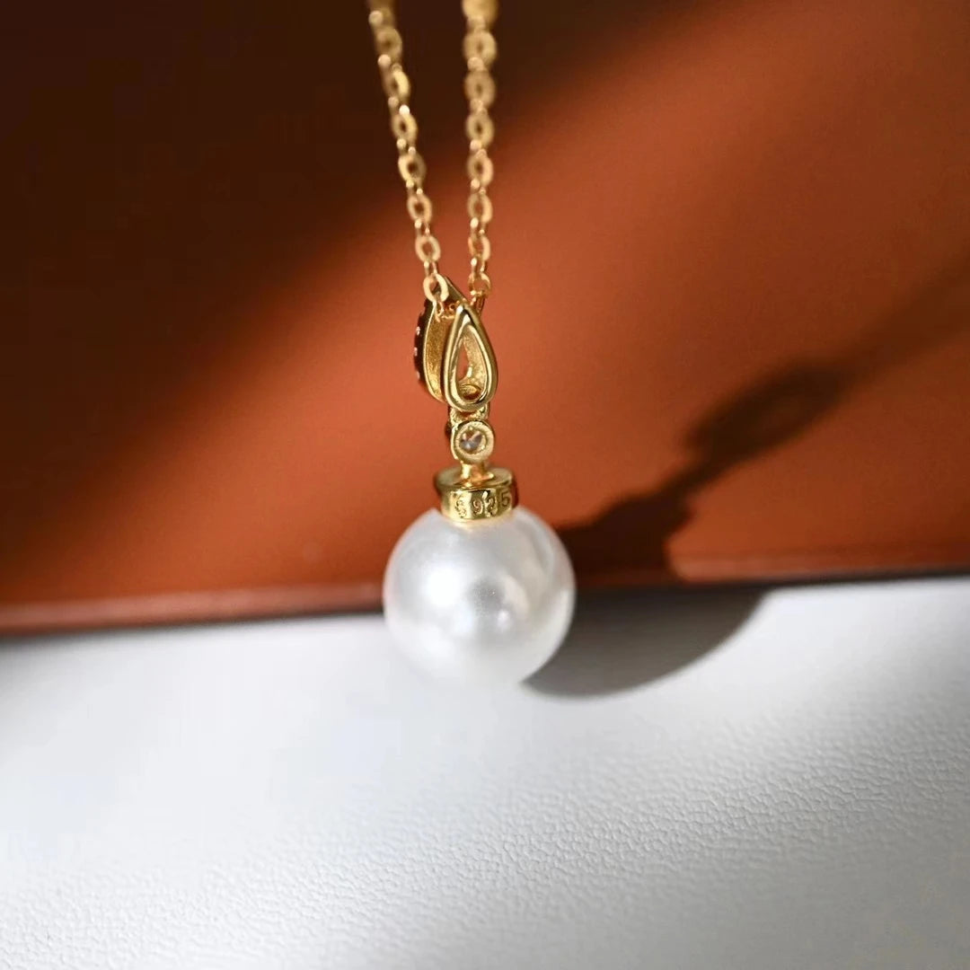 925 Sterling Silver Necklace 10mm Fresh Water Edison Pearl Exquisite Natural Gold Silver Jewelry Trendy 10mm Pearl Necklace