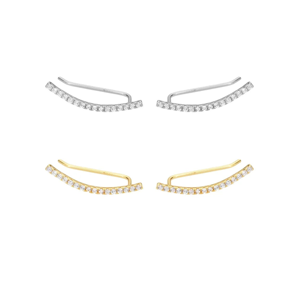 FUAMAY Gold Plated 925 Sterling Silver Hook Ear Cuff Bohemian Ear Climber Stud Earrings for Women-Wedding & Party Gift
