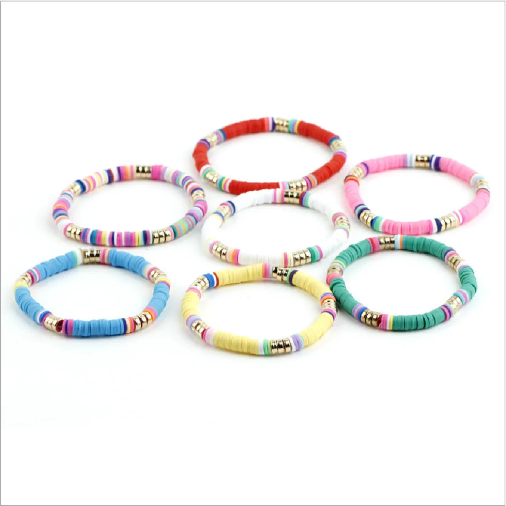 2021 Fashion New Bohemian Gemstone rainbow Bracelet Charm Soft Ceramics Hand String Bracelets Jewelry China Supplier