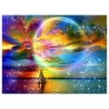 Ever Moment Colorful Diamond Painting Moon Full Square Drill 5D DIY Boat Decoration Home S2F843