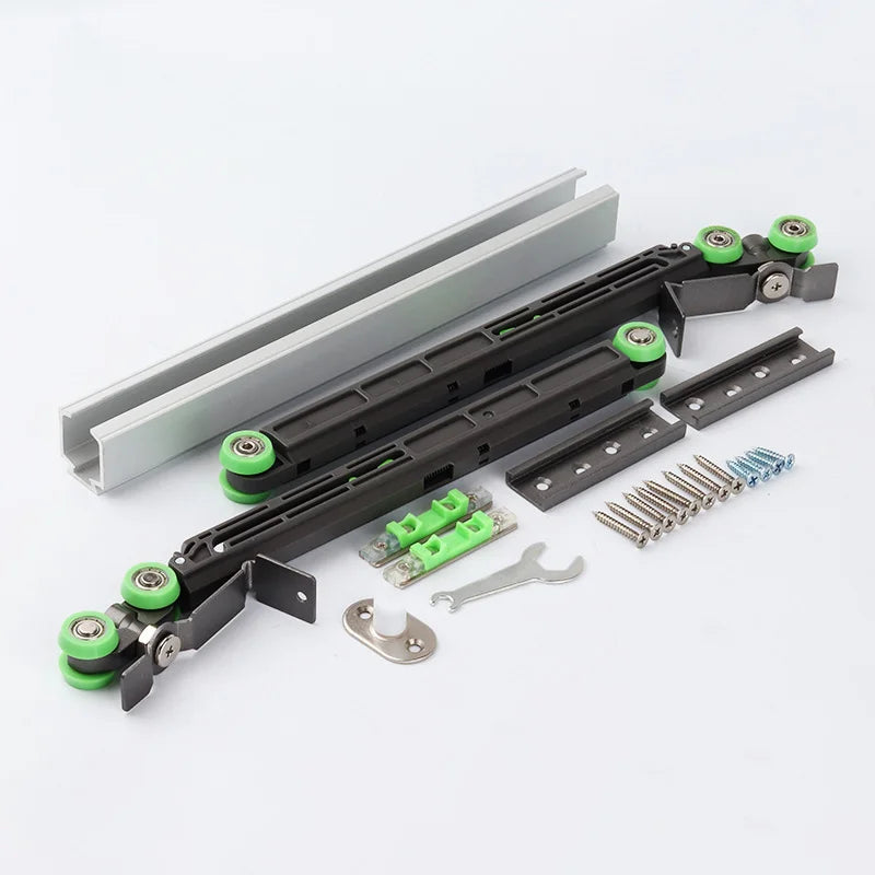 Modern Sliding Door Roller with Soft Closing Buffer and Satin Nickel Finish 80kg Capacity for Hotel Use