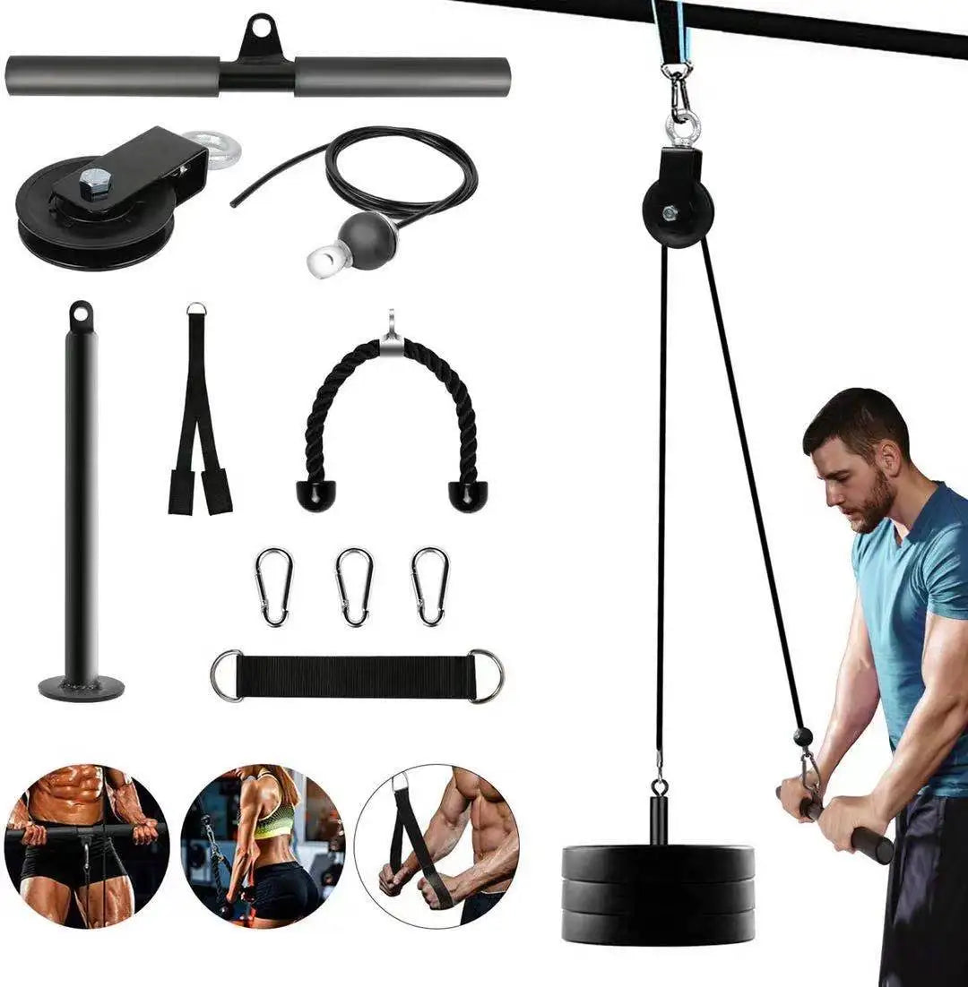 Fitness Pulley Cable Machine Attachment System Arm Biceps Triceps Blaster Hand Strength Training Home Gym Workout Equipment