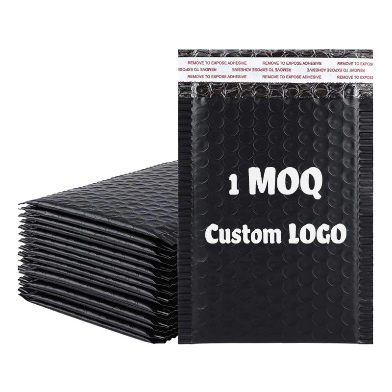 Custom Logo Poly Bubble Mailer Padded Envelope Colorful Tough Thick Black Pink Matte Bubble Packaging Shipping Mailing Bag
