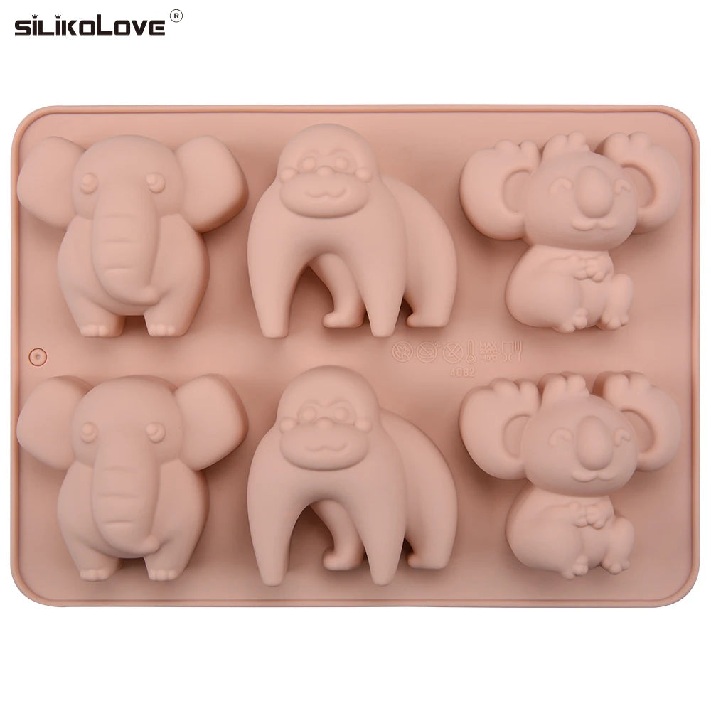Cute 3 Kinds of Cartoon Animal Designs Silicone Soap Molds Silicone Cake Molds Cookies Making Tools