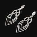 Hot Selling Fashion Bridal Full Diamond Rhinestones Earrings Iced Out Crystal Long Tassel Zircon Cubic Stud Earrings