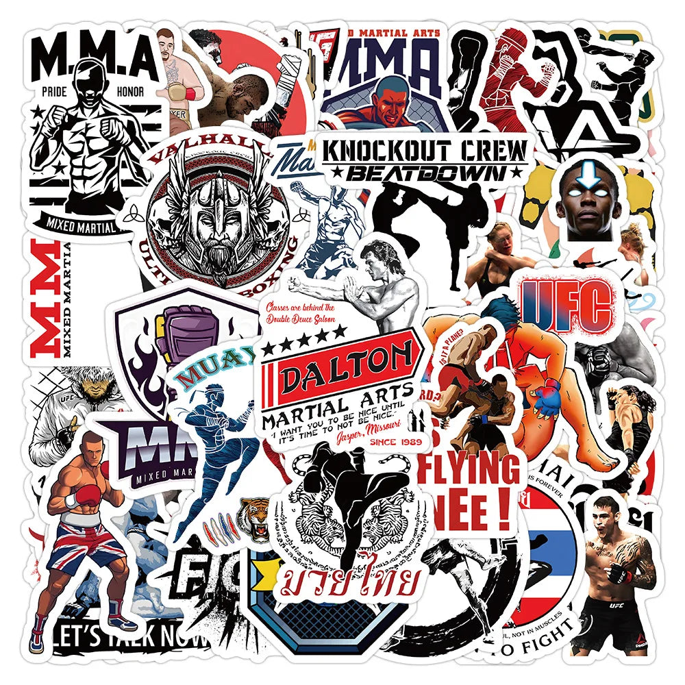 50PCS Cool Fitness Muscle Pugilism Fighting Sport Mixed Martial Arts Fighter Boxing Sticker