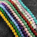 Natural Green Jade Healing Gemstone Loose Round Beads Chalcedony Jades Stone Beads for Jewelry Making Energy Power DIY