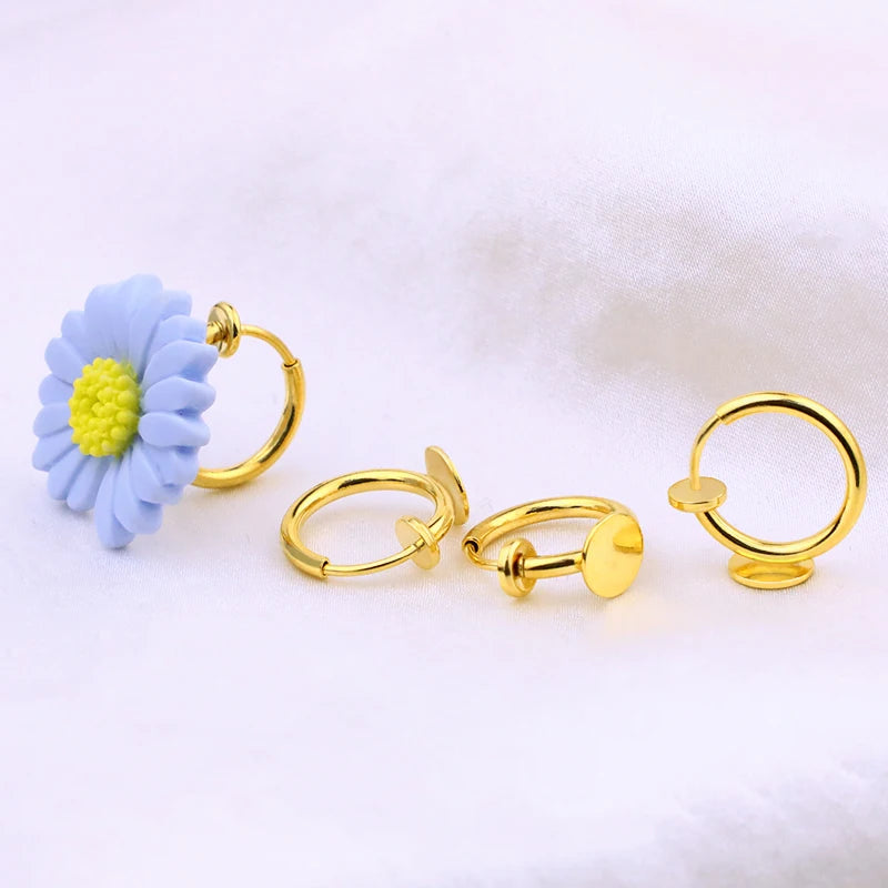 18K Gold Plated Copper No-Pierced Clip-On Earring DIY Jewelry Findings & Components 13mm Spring Ear Clips