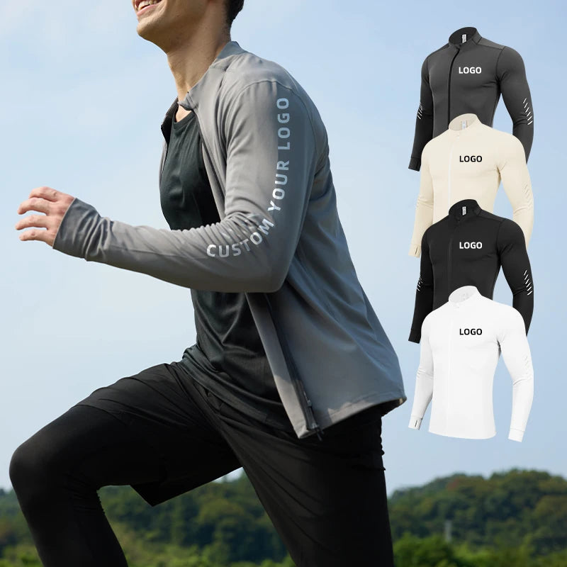 2024Sportswear Unisex Gym Jacket Custom Logo Polyester Solid Plain Sports Coat With Zipper Pocket Workout Apparel Autumn Season