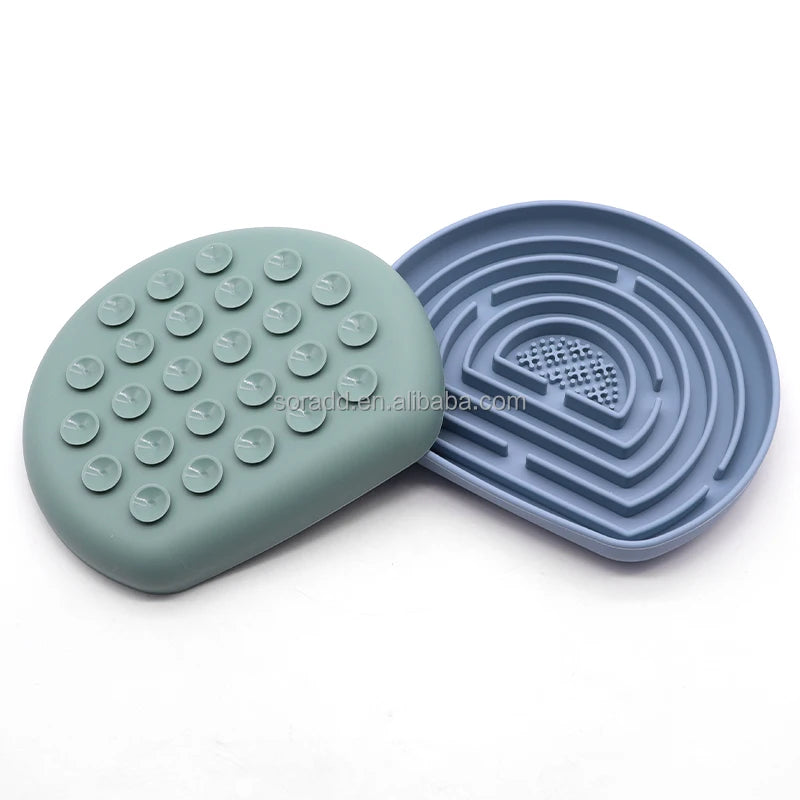 Factory Custom Non Slip Anti Gulping Anti-Choking Stop Bloat Silicone Pet Dog Slow Feeder Feeding Bowl Dishes with Suction Cups