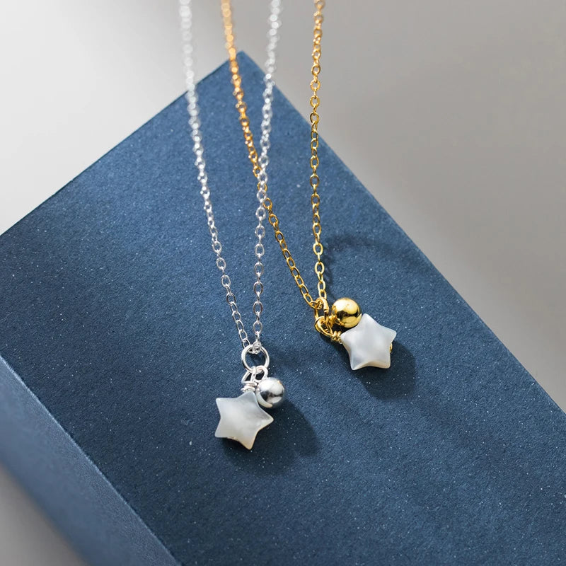 Lovely Sweet 925 Sterling Silver Shell Star Ball Charm Necklace for Women Gifts Jewelry