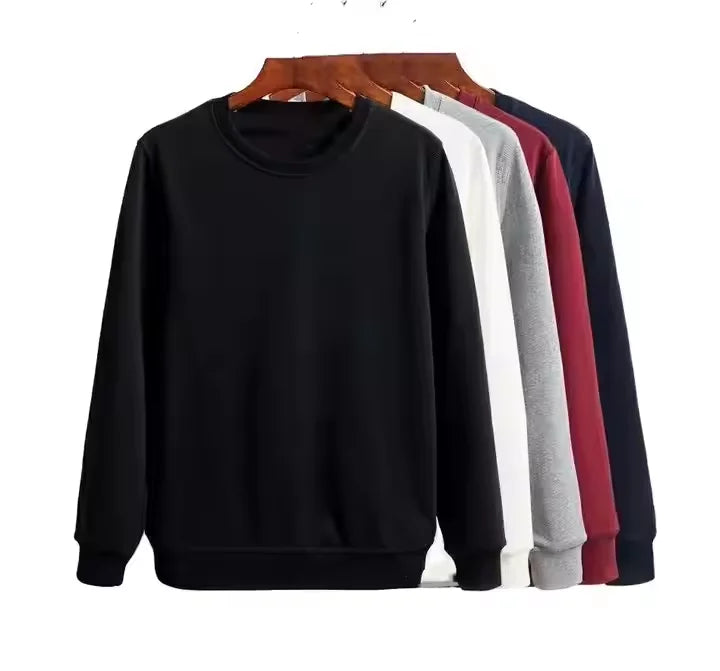 Wholesale Custom Logo Embroidered Crewneck Pullover Sweatshirts Solid Pattern Blank Sweatshirts for Spring Season