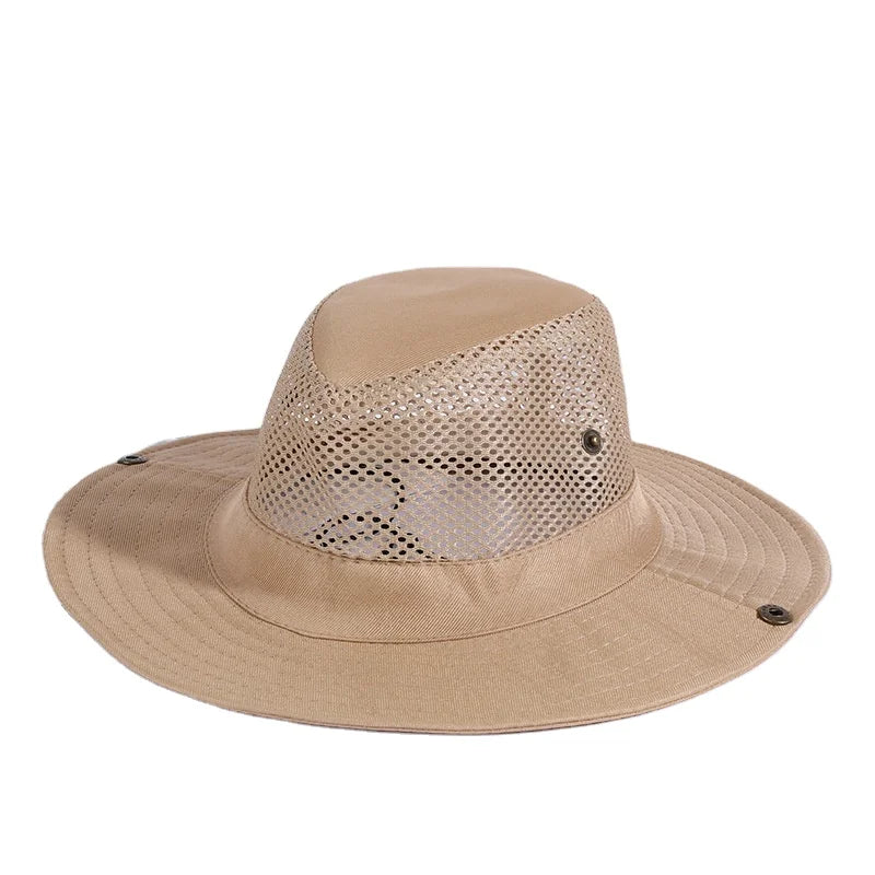 Men's Summer Sun Cap Protection Grid Breathable Cowboy Mesh Hat