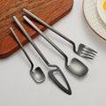 Luxury Stainless Steel Wall-Hanging Tableware Set High Quality Steak Knife Fork Spoon Golden Sanding Cup Cutlery Set