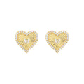 Fluted Heart CZ Halo 925 Sterling Silver Women Jewelry Gold Plated Stud Earrings