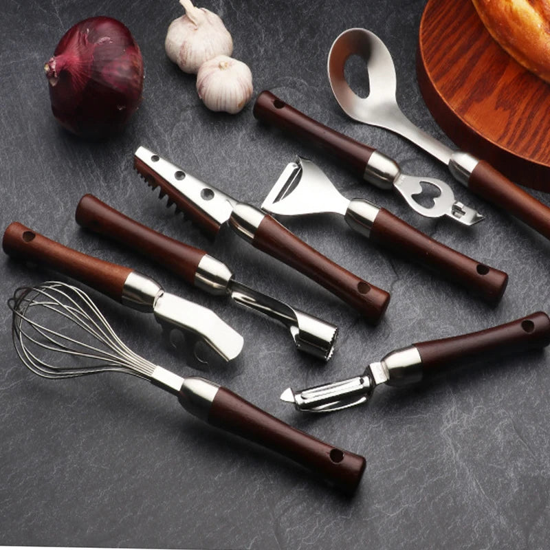 Hot Selling 304 Stainless Steel Material Multifunctional Bottle Opener Egg Beater  Peeler  Kitchen Small Tool Set