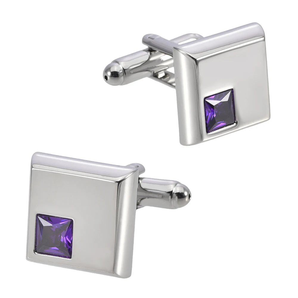 Wholesale Purple Crystal Diamond Elegant Cufflinks Custom Mens Suit Shirt Fashion Accessory Wedding Tuxedo Trendy Jewelry Gift