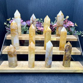 Natural Crystals Wholesale Golden Healer Yellow Fire Quartz Hematoid Tower for Decoration
