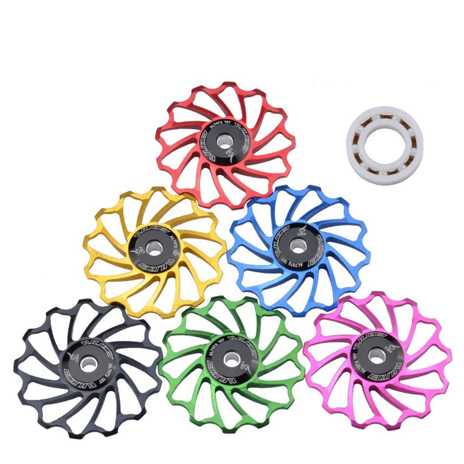 WUZEI Bicycle 13T Rear Derailleur Ceramic Bearing Pulley MTB/Road Bike Guide Roller Rear Derailleur Transmission Bicycle Wheel