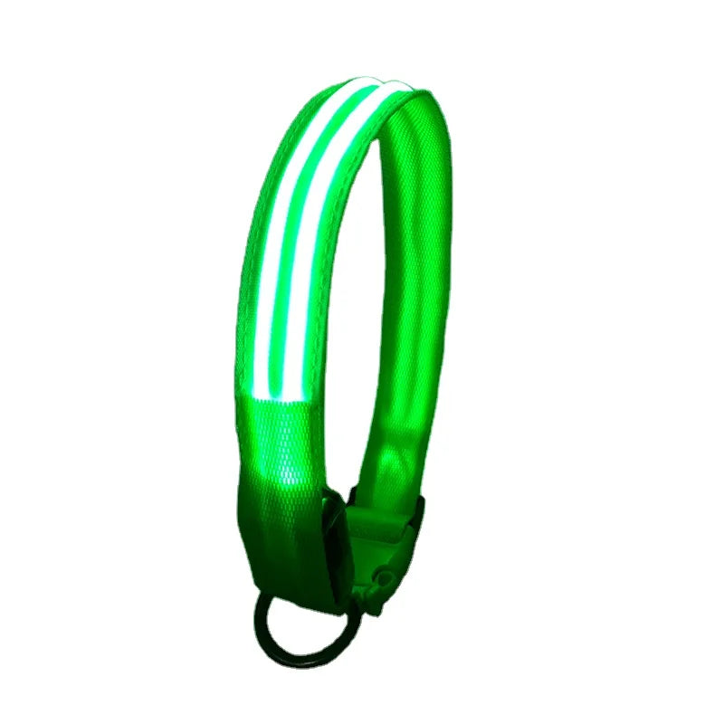 2025 Best Seller USB Rechargeable LED Dog Collar with Multi-Mode Flashing Lights Polyester TPU Striped Simple Design for Dogs