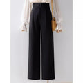 S-2XL Women Office Work Wear Suit Pants High Waisted Drape Casual Straight Leg Pants Short and Wide Leg Pants Formal