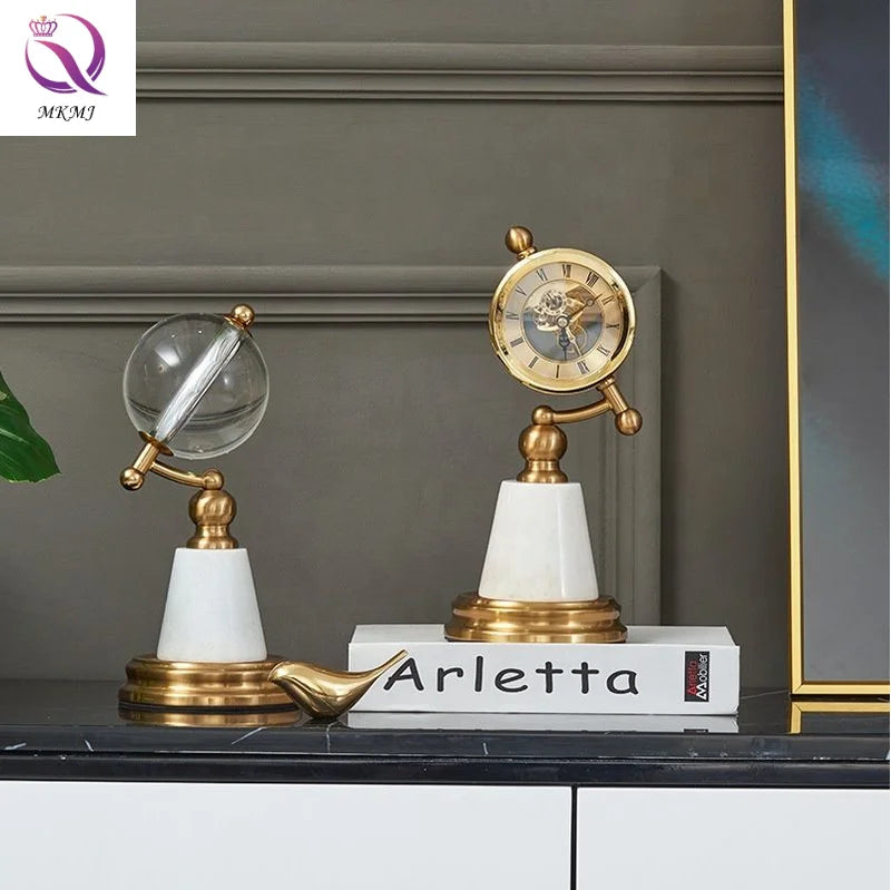 Modern Creative European Luxury Table  Clock American Decorative Globe for Home Office Study Desk Home Ornaments