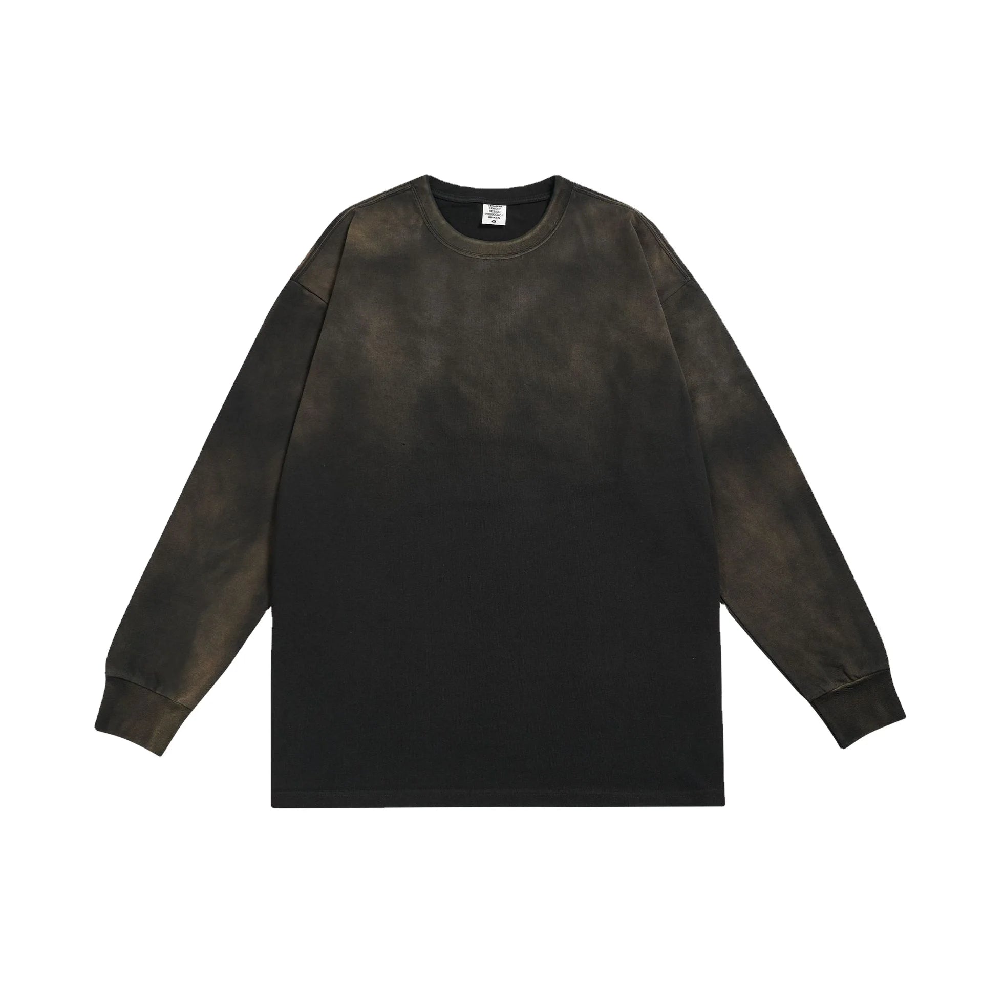 Men's Vintage 100% Cotton Crew Neck Soft Washed Faded 360 Gsm Long Sleeve T Shirt