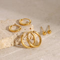 Ilona Simple Style NoTarnish Fashion Jewelry Women  Earring Wholesale 18K Gold Plated Stainless Steel  Hoop Earrings Set