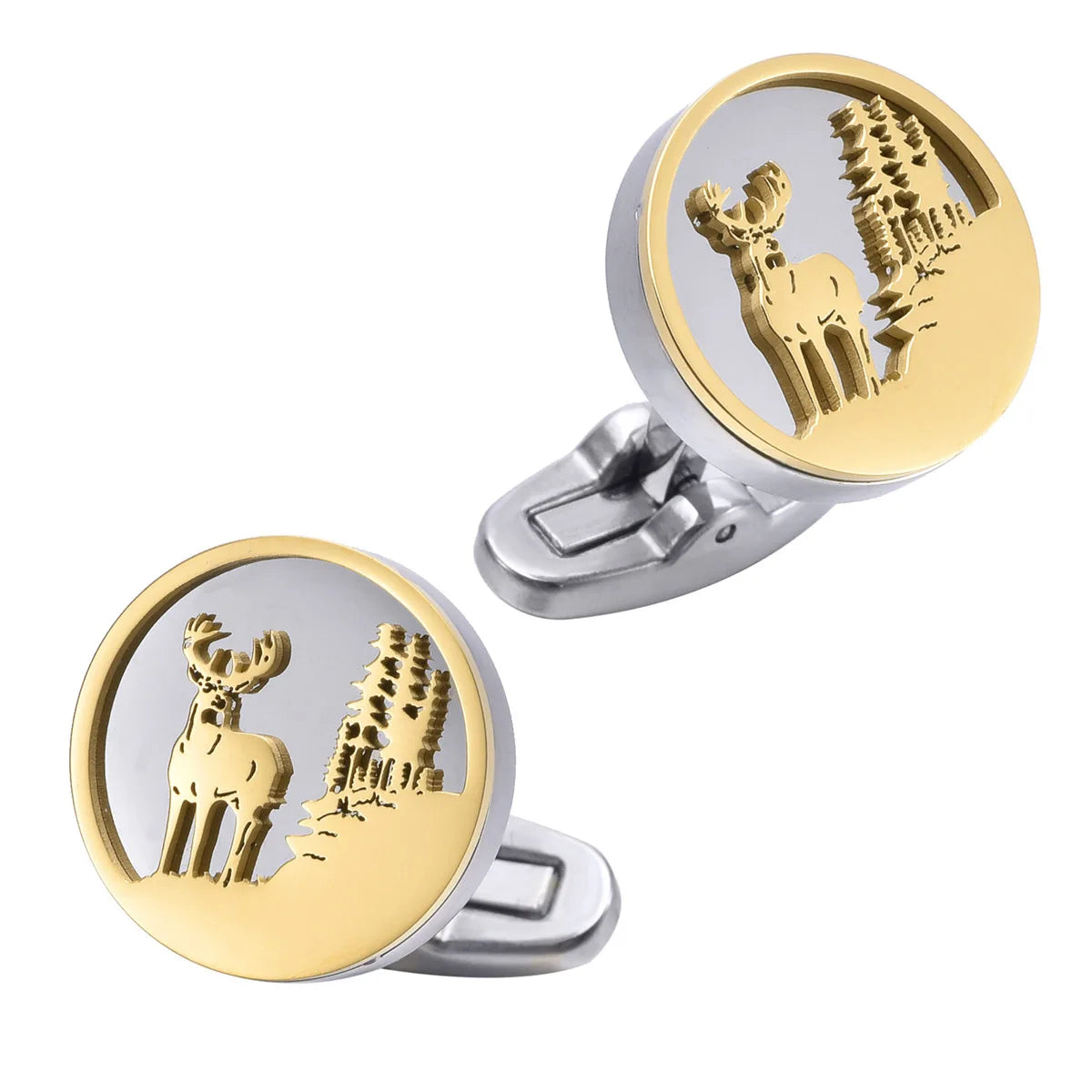 Wholesale Christmas Deer Stainless Elegant Cufflinks Custom Mens Suit Shirt Fashion Accessory Wedding Tuxedo Trendy Jewelry Gift