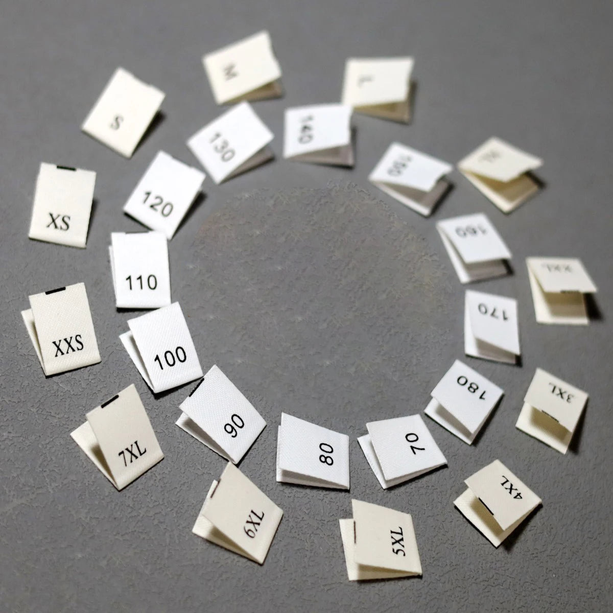 Wholesale White Garment Size Labels XXS XS S M L XL XXL 3XL F Apricot Size Printed Labels for Clothing