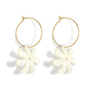Hot Sale Gold Plated No Fade Stainless Steel Hoop Earrings Fashion Mother of Pearl Shell Jewelry Earrings Womans