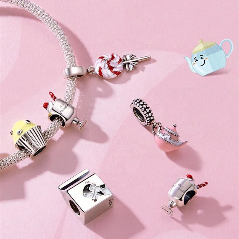 Custom Bracelet Charm Snack Sterling Silver Cute Charms for Jewelry Making