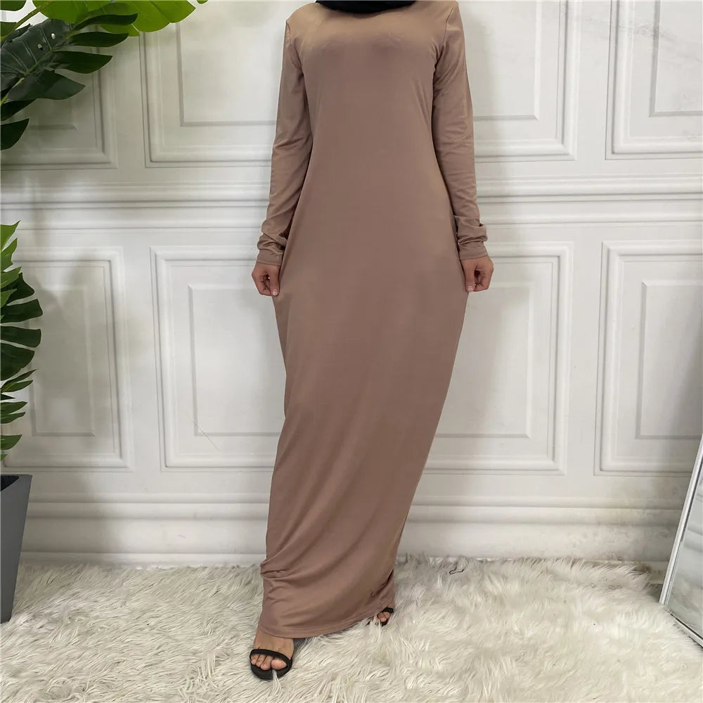 All Match New Arrivals Muslim Women Maxi Dress Middle East Dubai Under Abaya Turkey Inner Dress Islamic Clothing